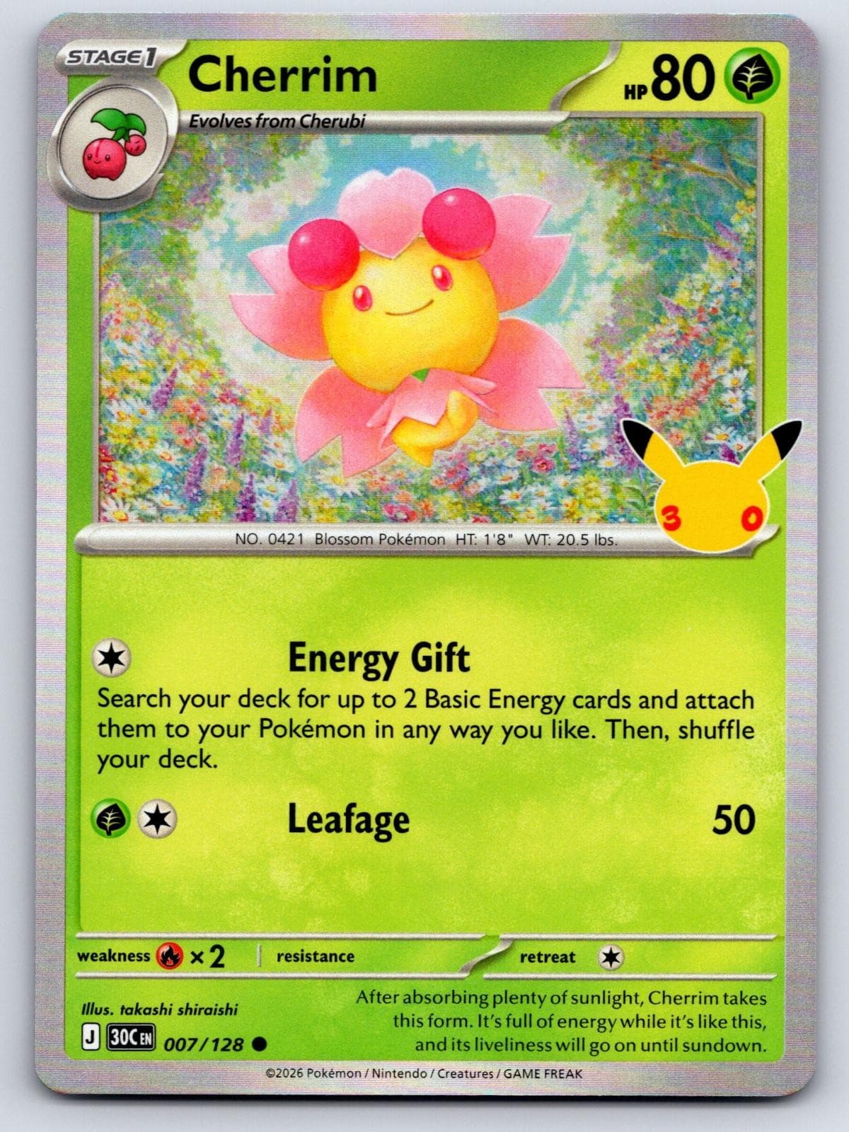 Cherrim 007/128 Holo Common ME: 30th Celebration Pokemon