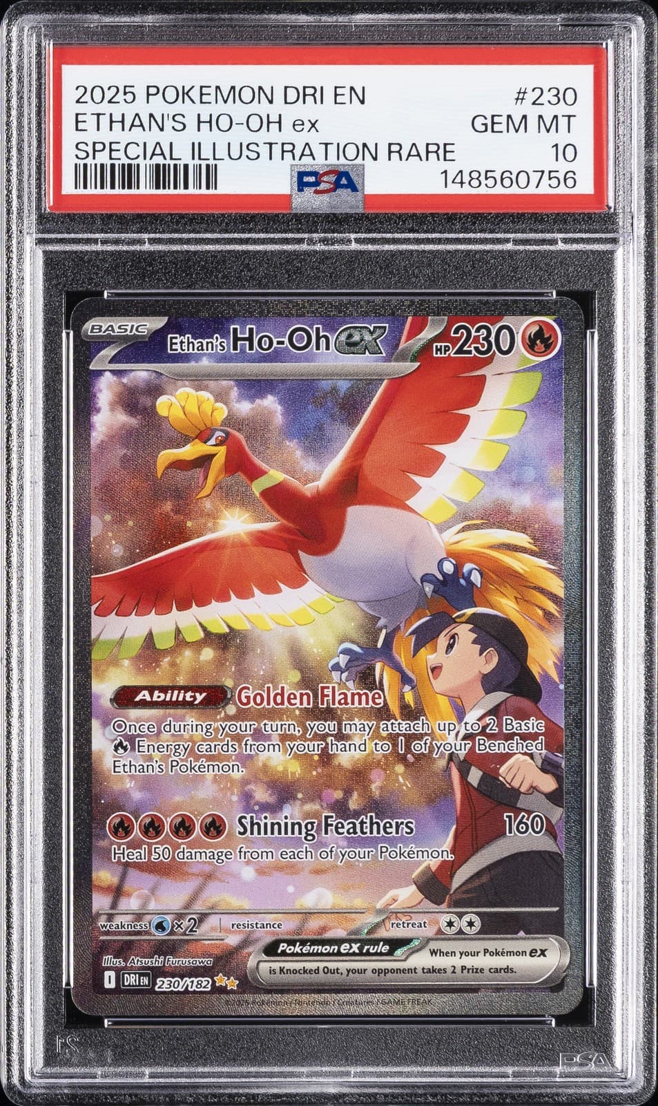 2025 POKEMON DRI EN-DESTINED RIVALS #230 ETHAN'S HO-OH EX PSA 10