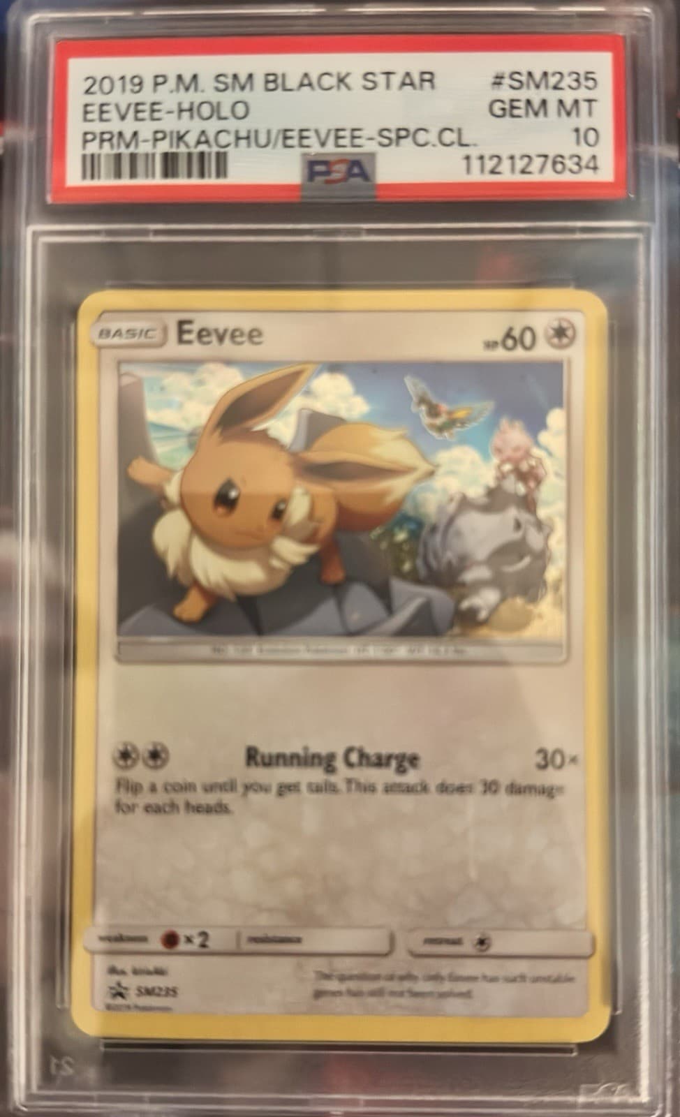 2019 POKEMON EEVEE HOLO #SM235 SUN MOON PREMIUM COLLECTION PROMO PSA 10 - Pop 91
