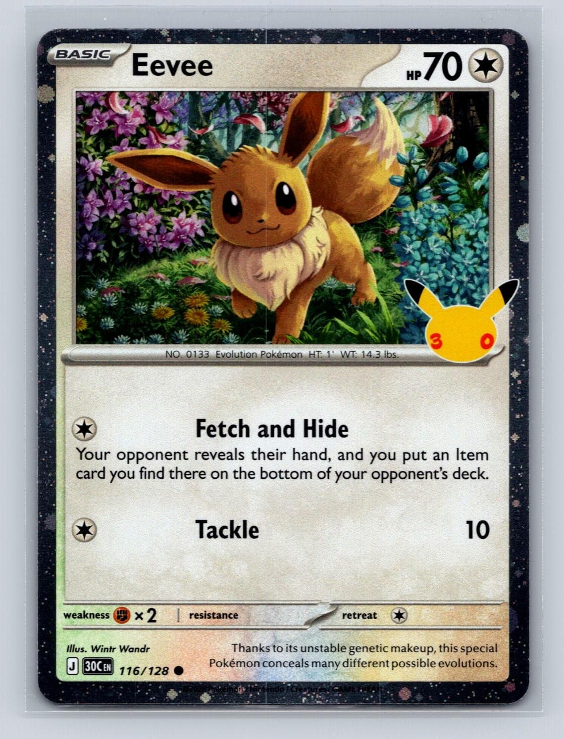 Eevee (30th Celebration) 116/128 Cosmic Holo Blister Exclusives Pokemon NM 5