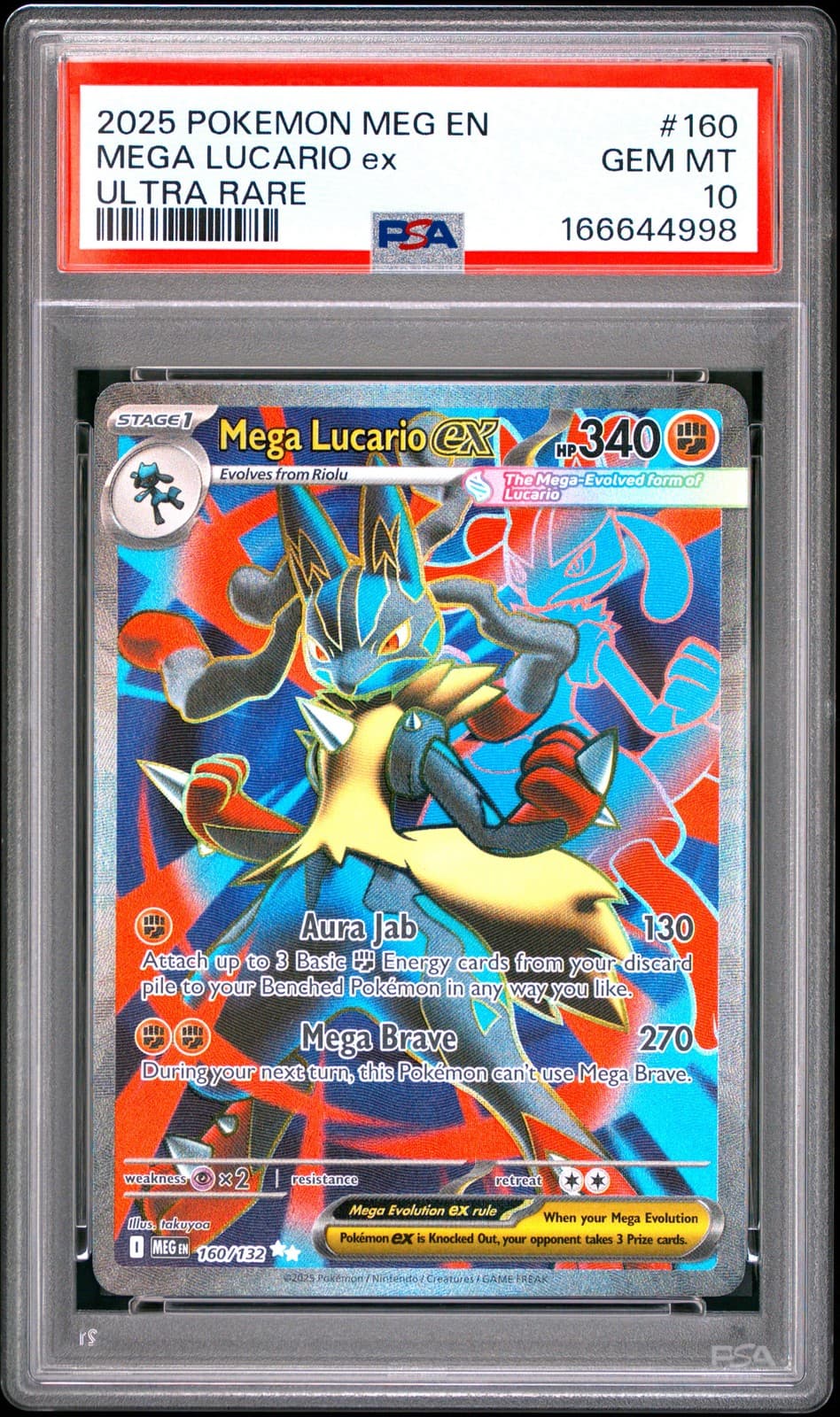 2025 POKEMON MEG EN-MEGA EVOLUTION ULTRA RARE #160 MEGA LUCARIO EX PSA 10