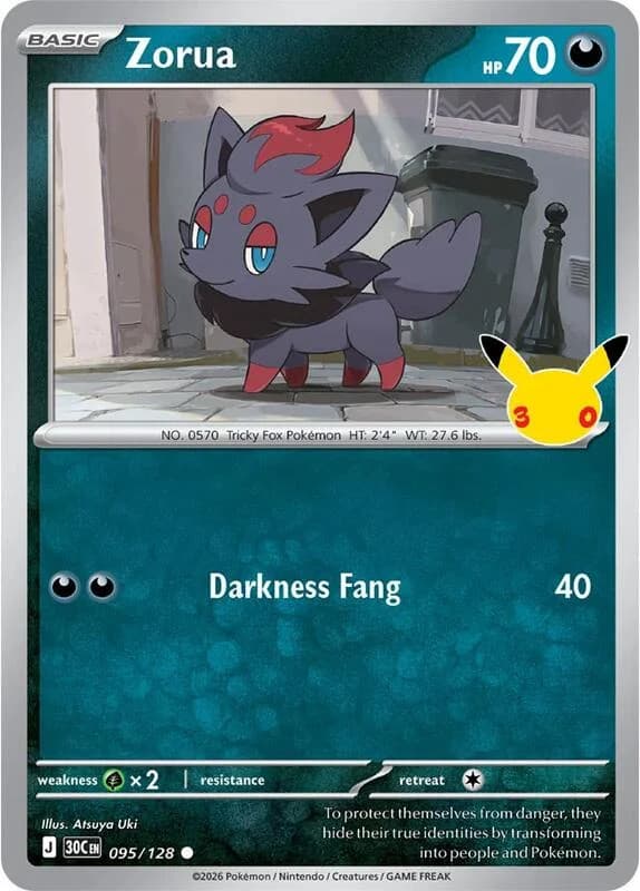 Pokemon TCG 30th Celebration Zorua Holo #95/128