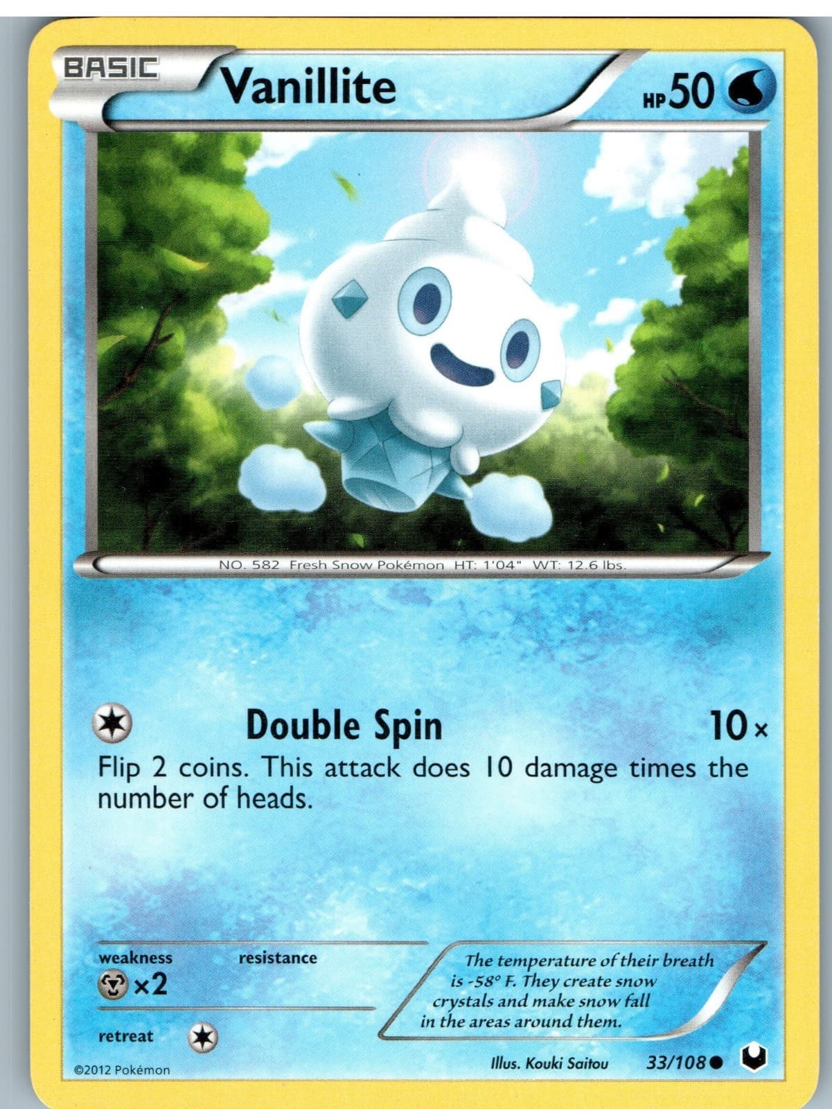 Vanillite 33/108 Common Dark Explorers Pokemon Moderately Played