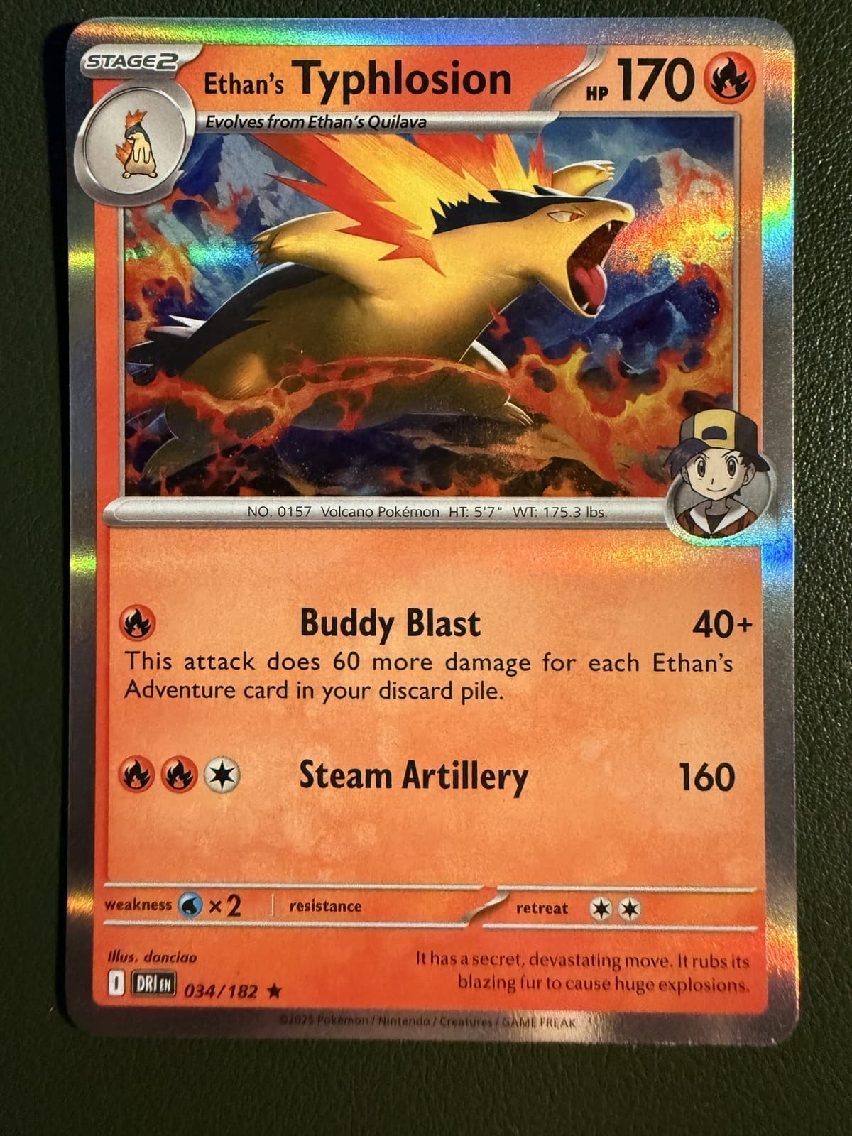 Pokemon TCG Ethan's Typhlosion 34/182 Destined Rivals Holo NM