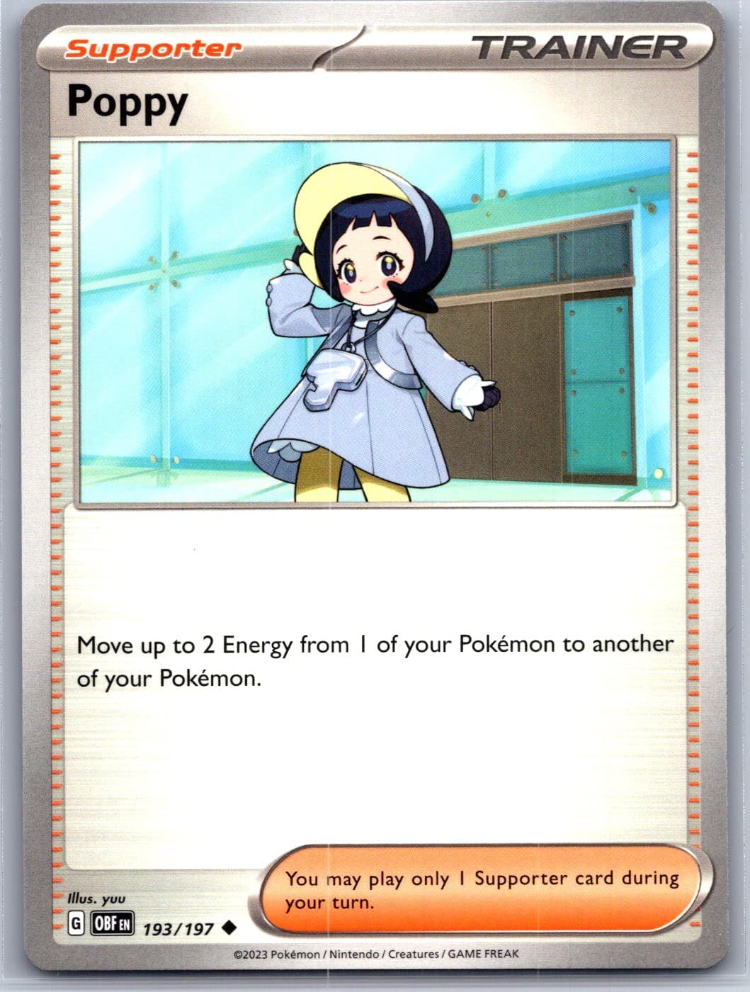Poppy 193/197 Uncommon Obsidian Flames Pokemon Near Mint