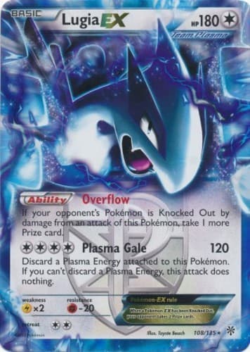 Heavily Played Lugia-EX - 108/135 - Holo Rare EX Pokemon Plasma Storm