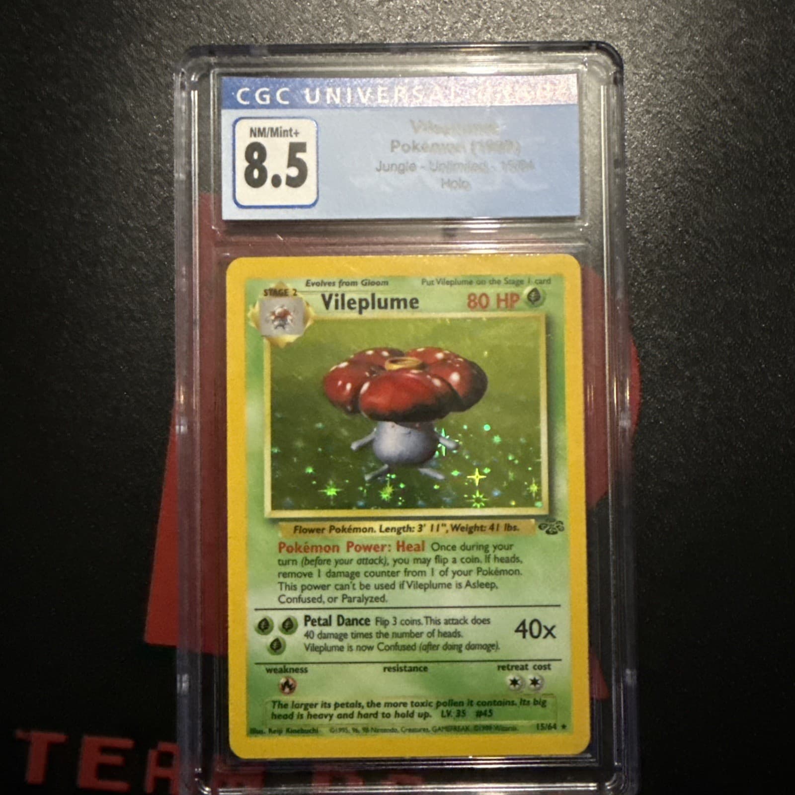 Vileplume 15/64 Jungle Holo Unlimited CGC 8.5 NM/Mint+ 7172