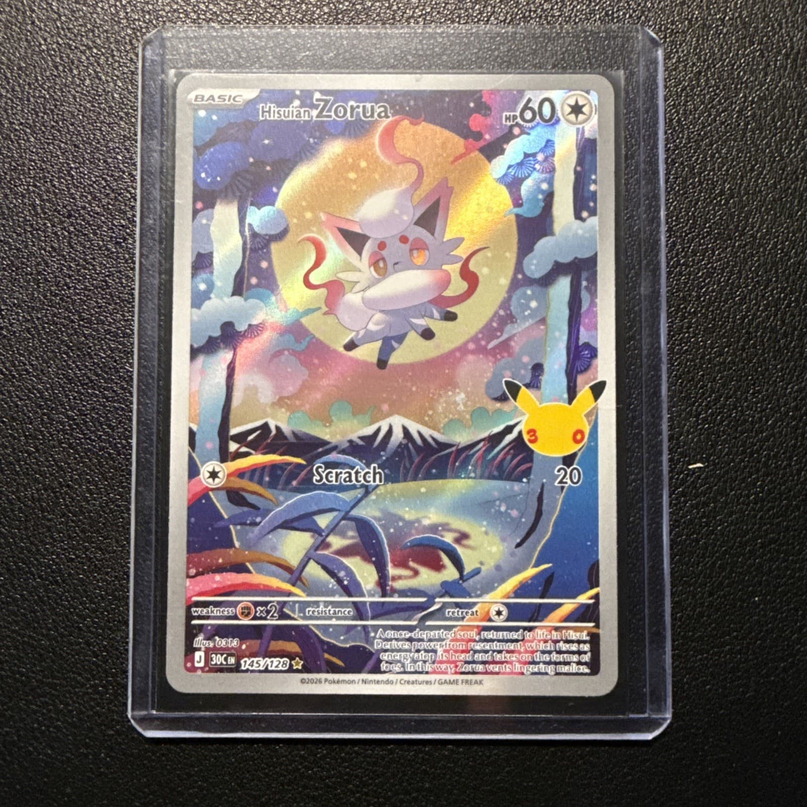 Pokemon 30th Celebration Hisuian Zorua 145/128 Illistration Rare