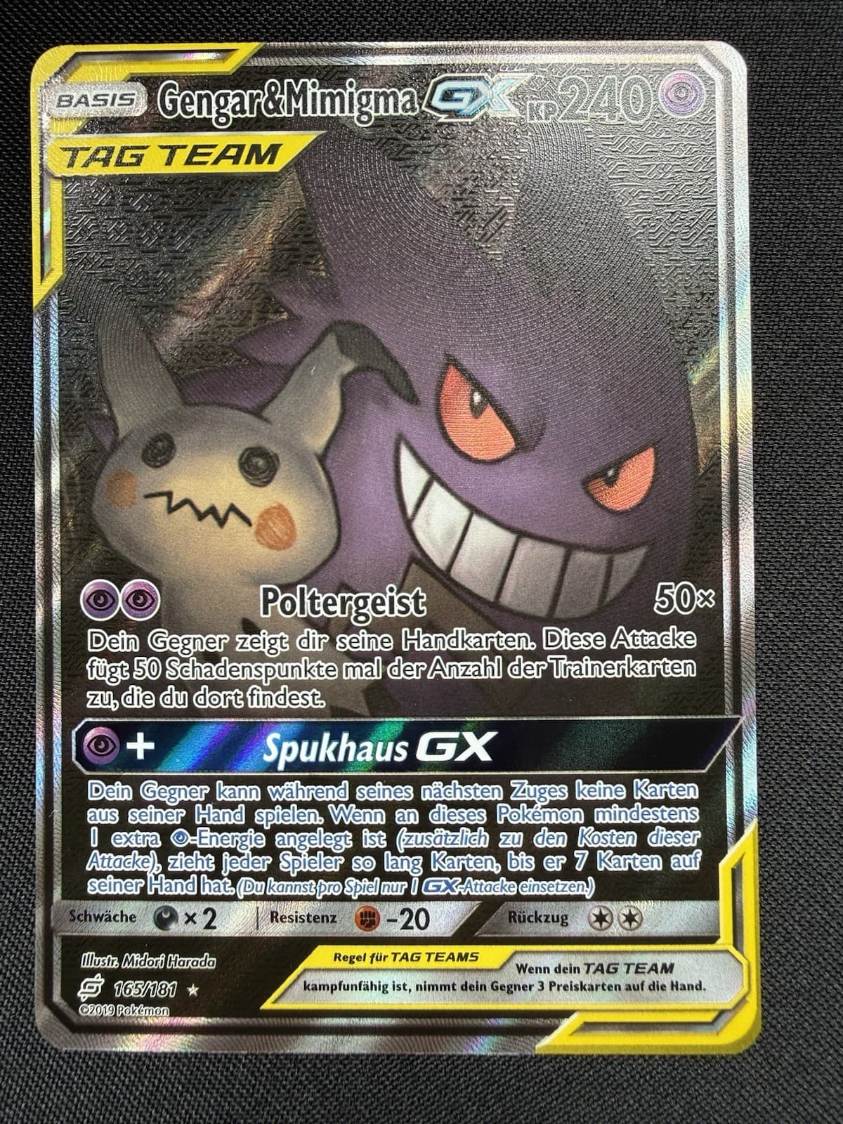 Pokémon Gengar Mimigma GX 165/181 Team Up Deutsch Tag Team Alt Art