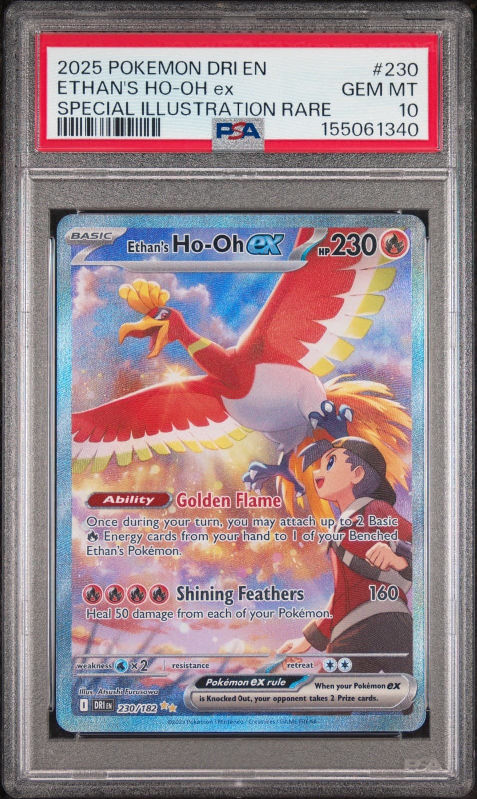 2025 POKEMON DRI EN-DESTINED RIVALS #230 ETHAN'S HO-OH EX PSA 10