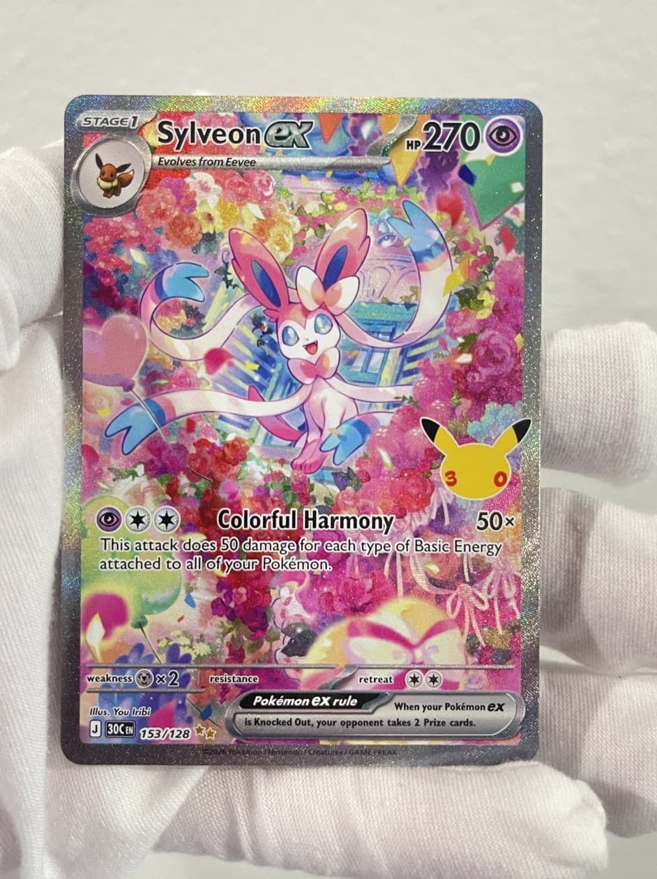 2026 Pokemon Sylveon ex 153/128 30th Celebrations SIR Rare Full Art Holo English