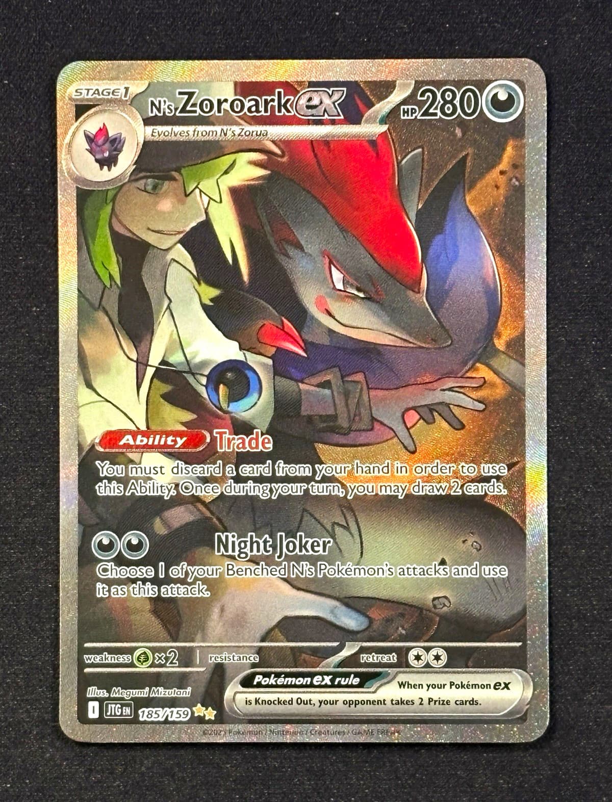 Pokémon N's Zoroark ex SIR Full Art Holo 185/159 Sv09 Journey Together