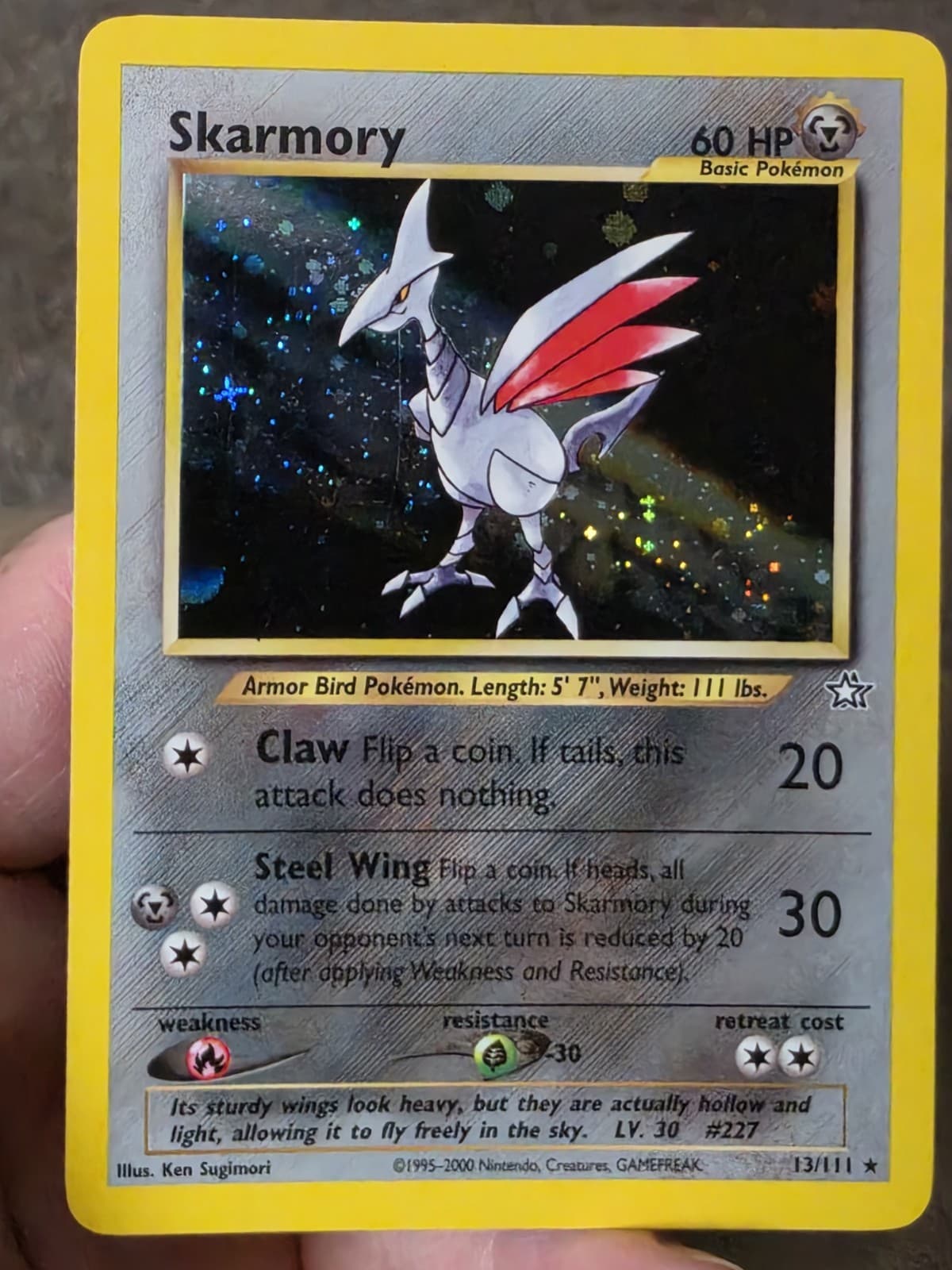 Pokemon TCG - Skarmory 13/111 Neo Genesis Holo Rare WOTC 1999 - LP