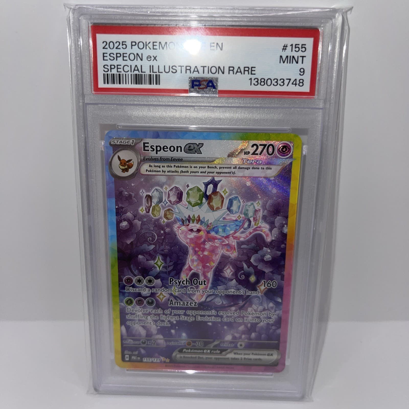 Espeon EX 2025 Pokémon PRE Prismatic Evolutions SIR 155/131 PSA 9 MINT
