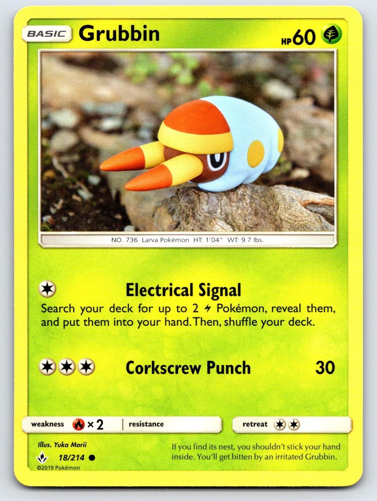 Grubbin 18/214 Common Unbroken Bonds Pokemon Near Mint