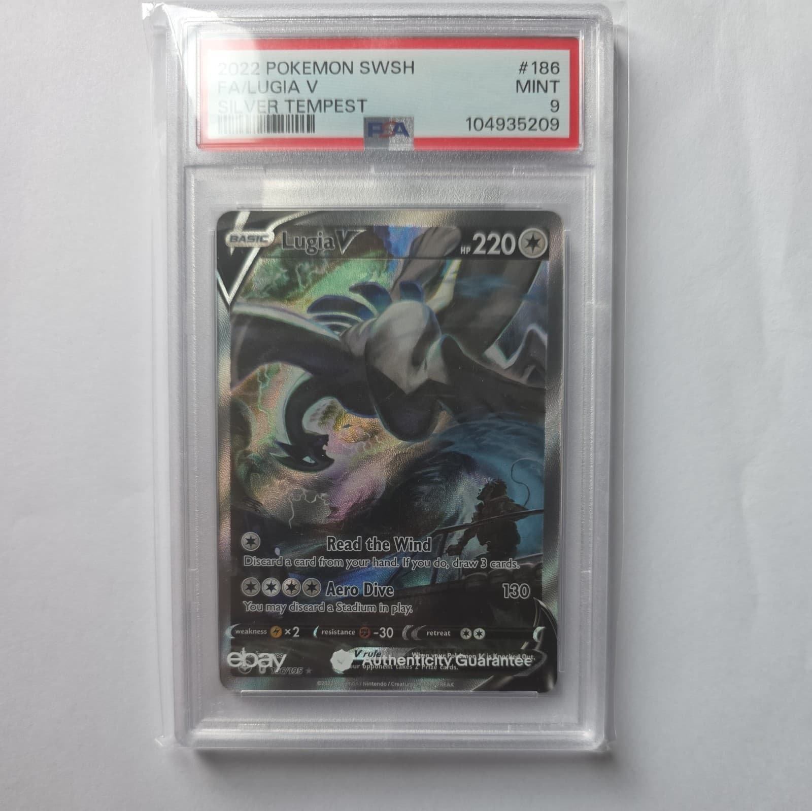 Lugia V 186/195 Pokemon Sword & Shield Silver Tempest Secret Rare Alt Art PSA 9