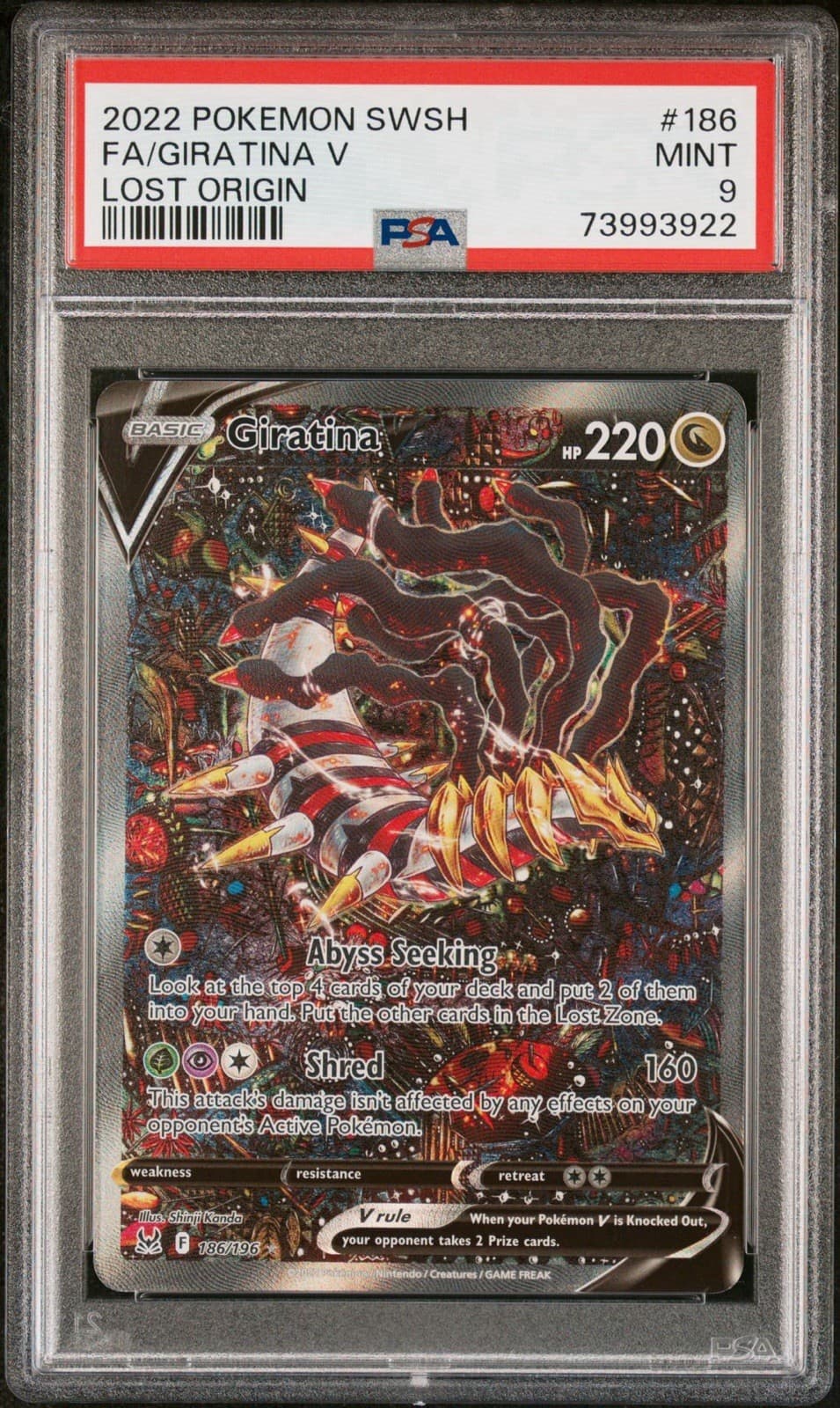 Pokemon Giratina V Alt Art Lost Origin 186/196 PSA 9