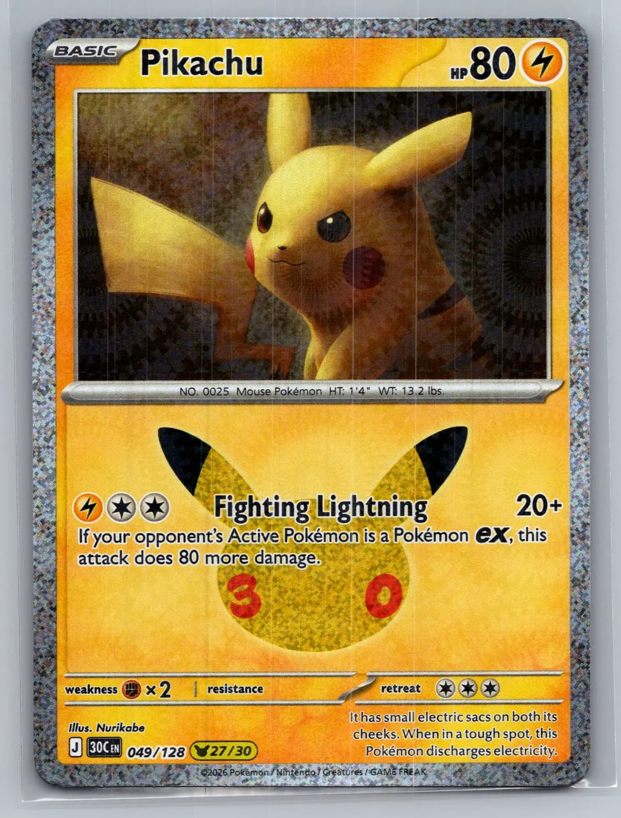 Pikachu #49/128 2026 30th Celebration Pokemon TCG
