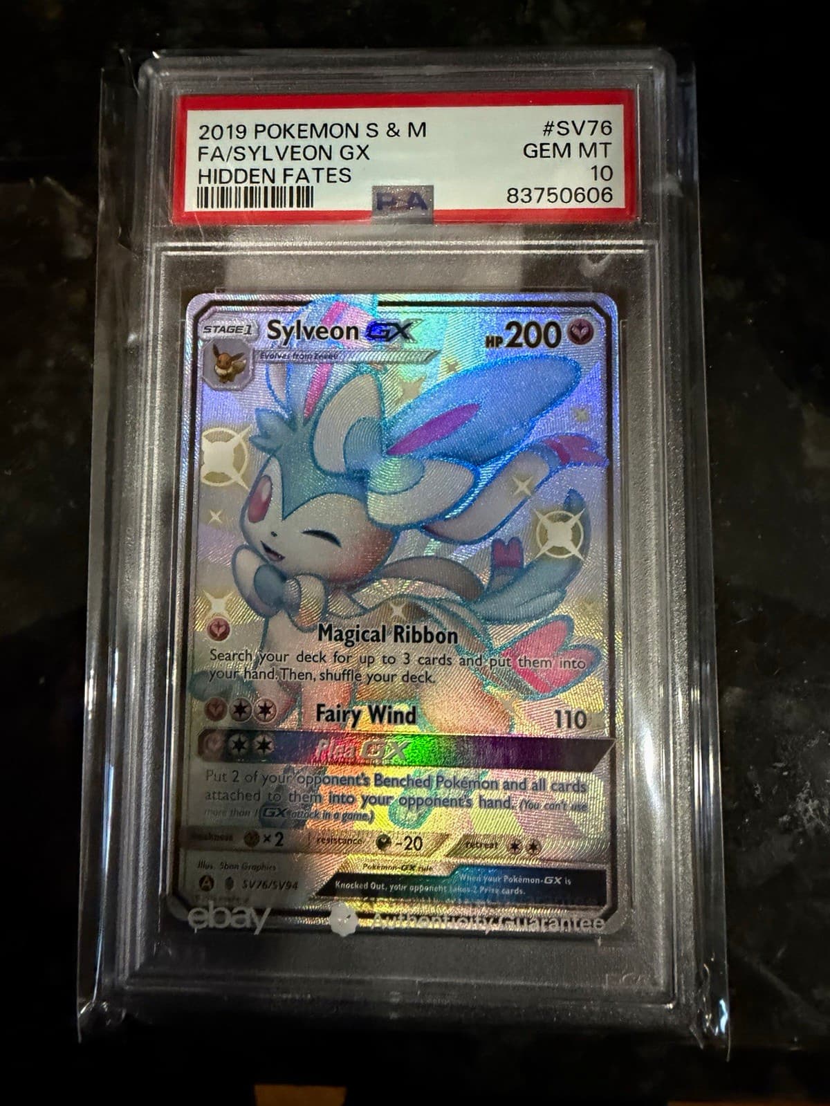 Pokemon Sylveon GX SV76/SV94 Hidden Fates Shiny Vault Holo PSA 10