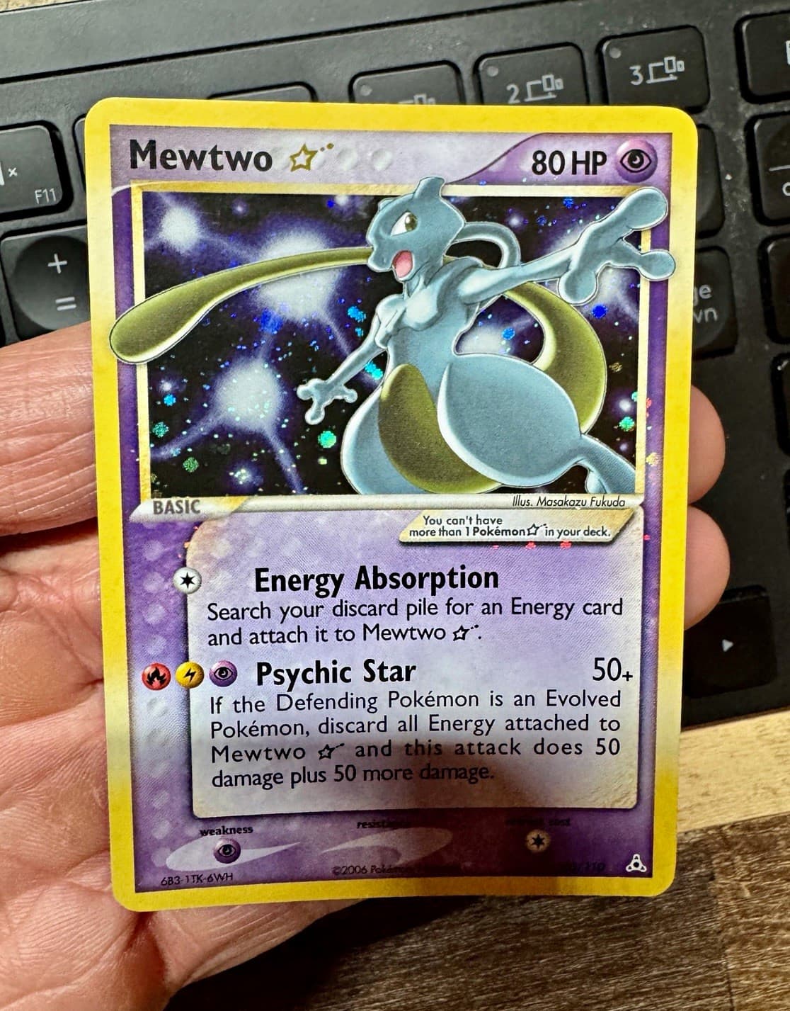 Mewtwo Gold Star 103/110 EX Holon Phantoms Holo Ultra Rare Pokemon Card 2006
