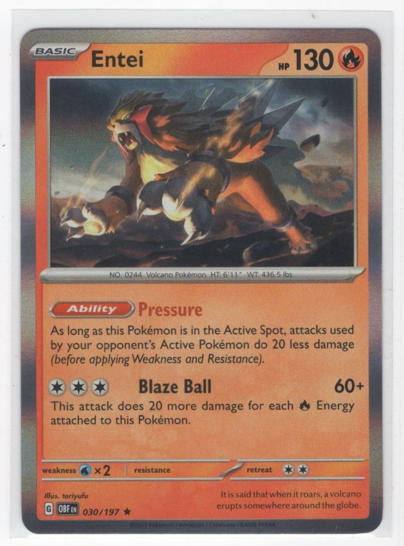 #30 Entei 2023 Obsidian Flames * Holo Rare