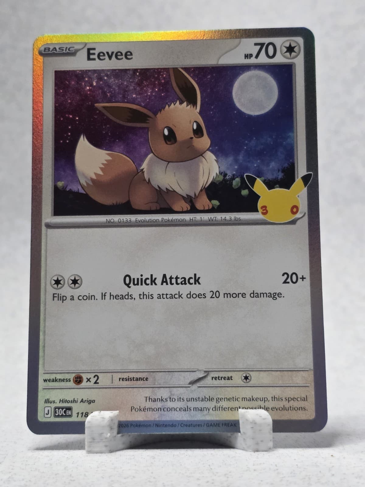 Pokemon Eevee 118/128 30th Celebration Holo NM