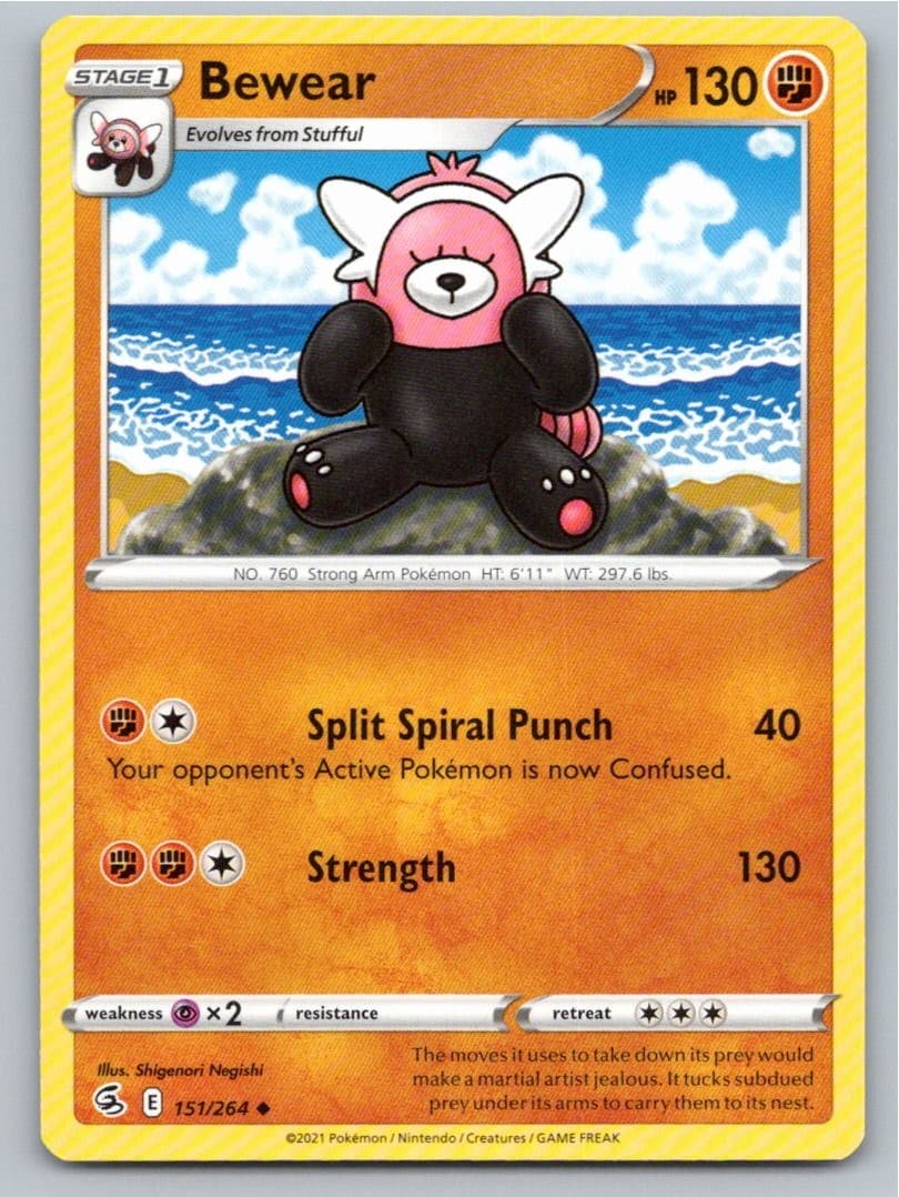 2021 POKEMON BEWEAR FUSION STRIKE 151/264 UC NM A57336 FREE S&H