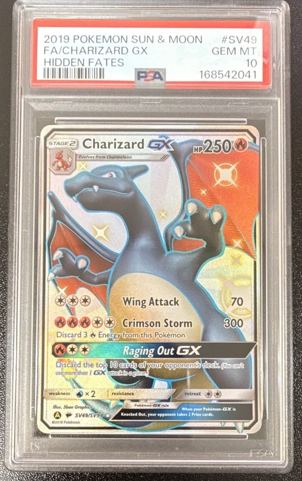 Charizard GX PSA 10 2019 Hidden Fates Shiny Vault Full Art Holo SV49/SV94