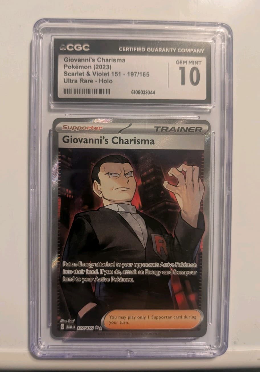 SV: 151 Giovanni's Charisma Ultra Rare Full Art Holo 197/165 CGC Gem Mint 10