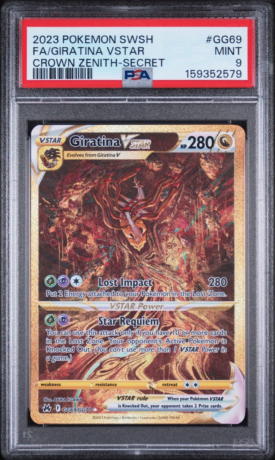 Giratina Vstar GG69/GG70 Secret Sword Shield Crown Zenith Pokemon PSA 9