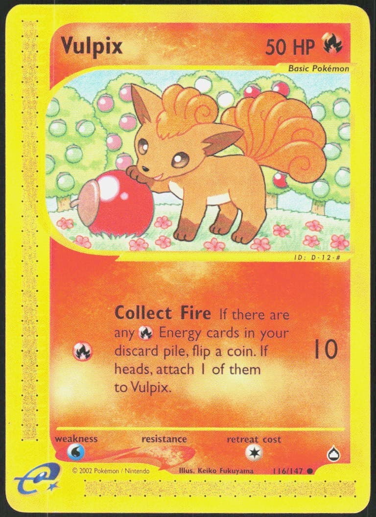 Vulpix 116/147 Common Aquapolis LP Pokemon