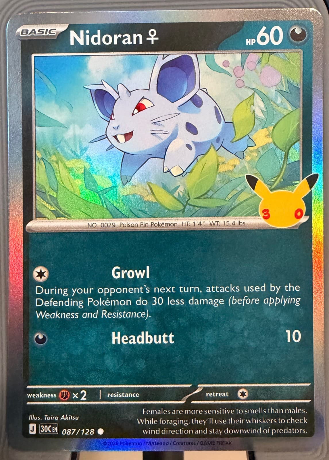 Nidoran 87/128 30th Celebration Common Holo English Pokémon TCG