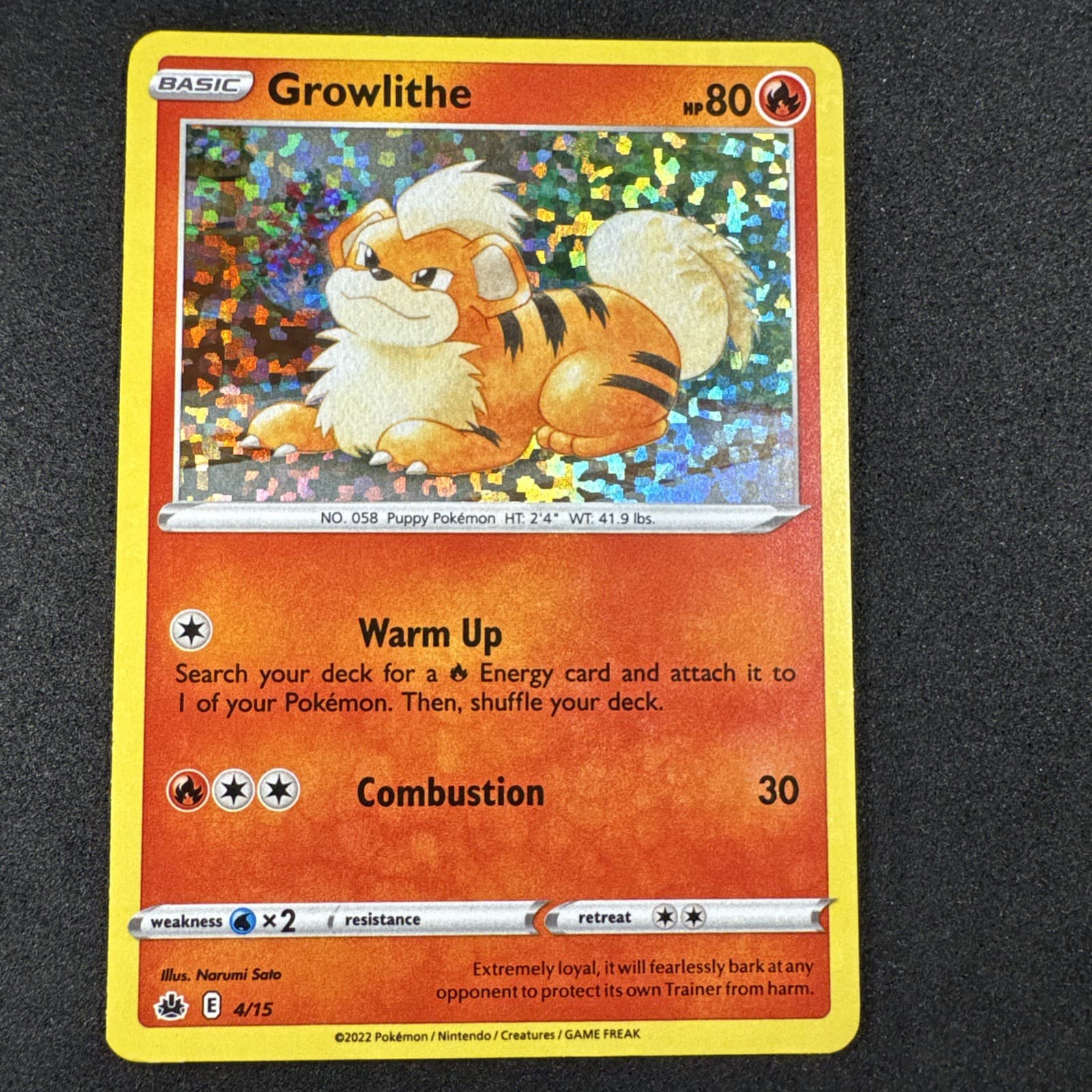 Growlithe - 4/15 Pokémon McDonald's Promos 2022 Holo Promo NM