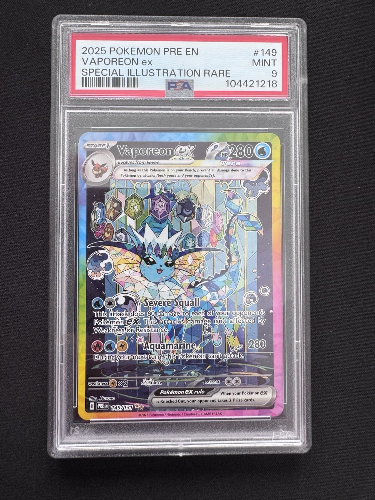 Vaporeon ex 149/131 Pokemon Sv: Prismatic Evolutions PSA 9