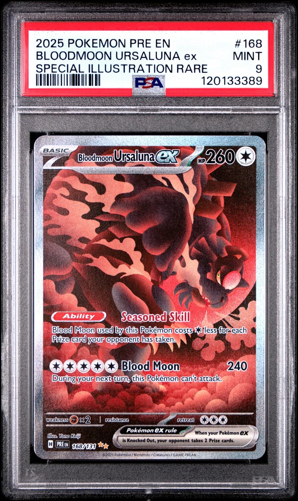 2025 POKEMON PRE EN-PRISMATIC EVOLUTIONS #168 BLOODMOON URSALUNA EX PSA 9