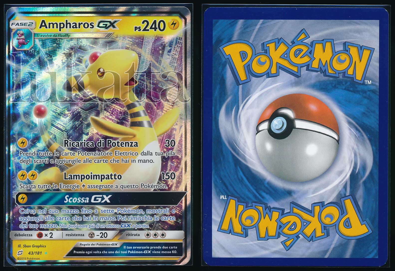 Carta Pokémon Ampharos GX - Gioco di squadra 43/181