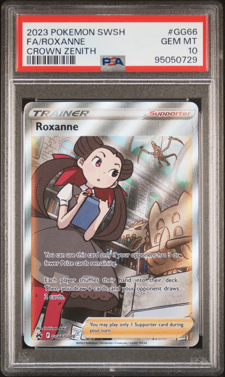 2023 POKEMON SWORD & SHIELD CROWN ZENITH #GG66 FULL ART/ROXANNE PSA 10