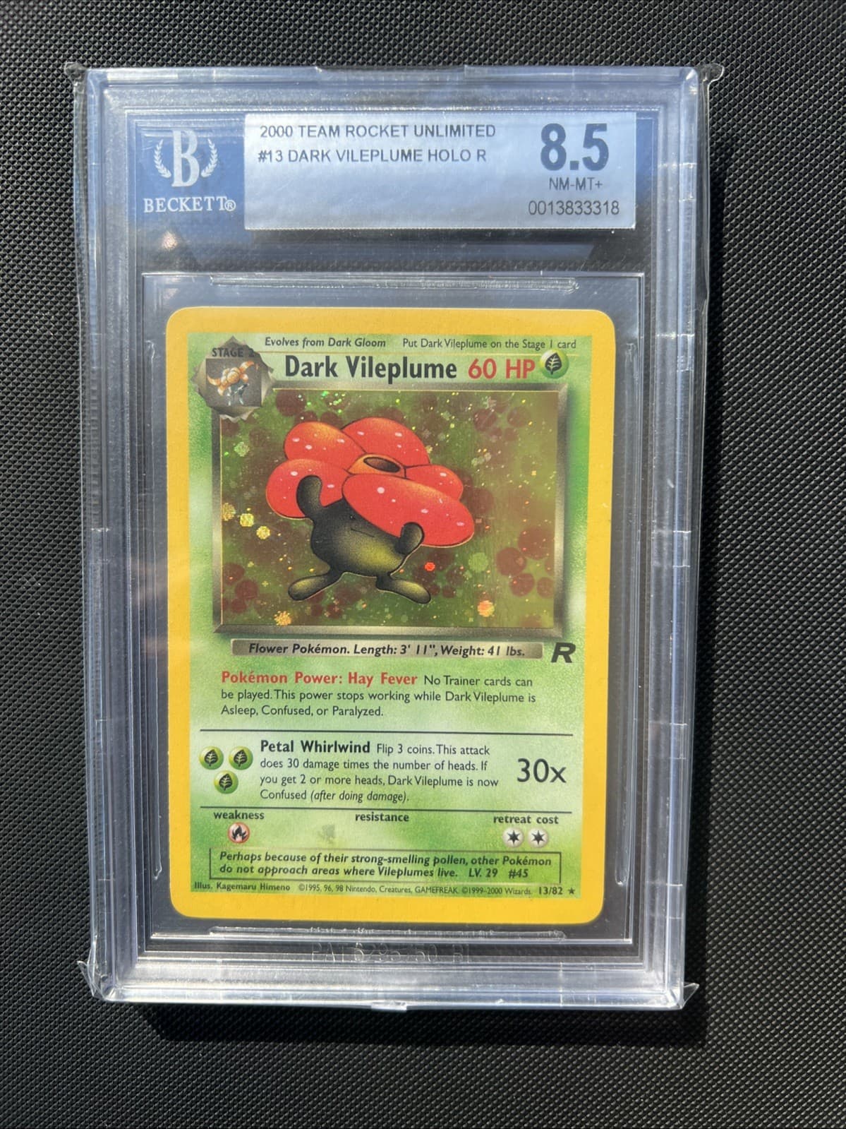 2000 Team Rocket Unlimited Dark Vileplume Holo R #13 Bgs 8.5