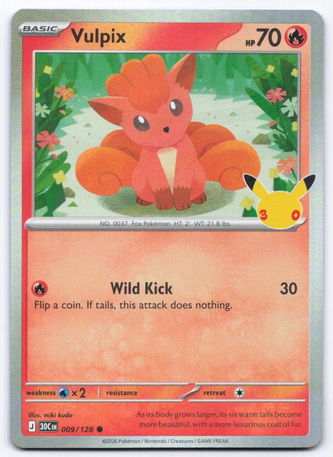 Pokémon TCG Vulpix 009/128 30th Celebration NM