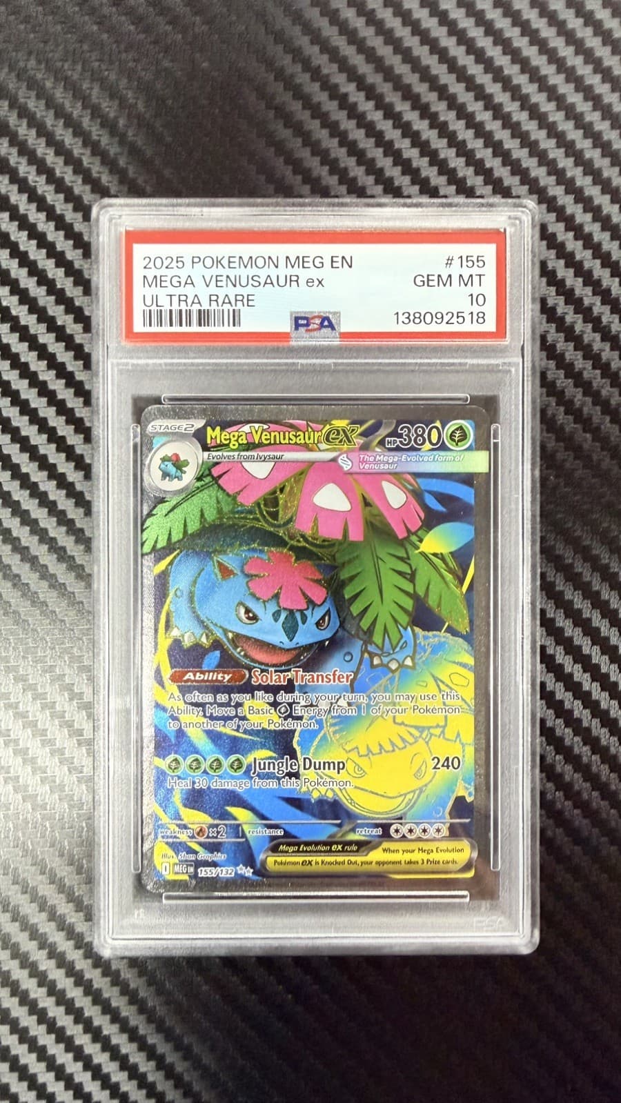 Pokemon Mega Venusaur EX 155/132 ME01 Mega Evolution Ultra Rare Holo PSA 10