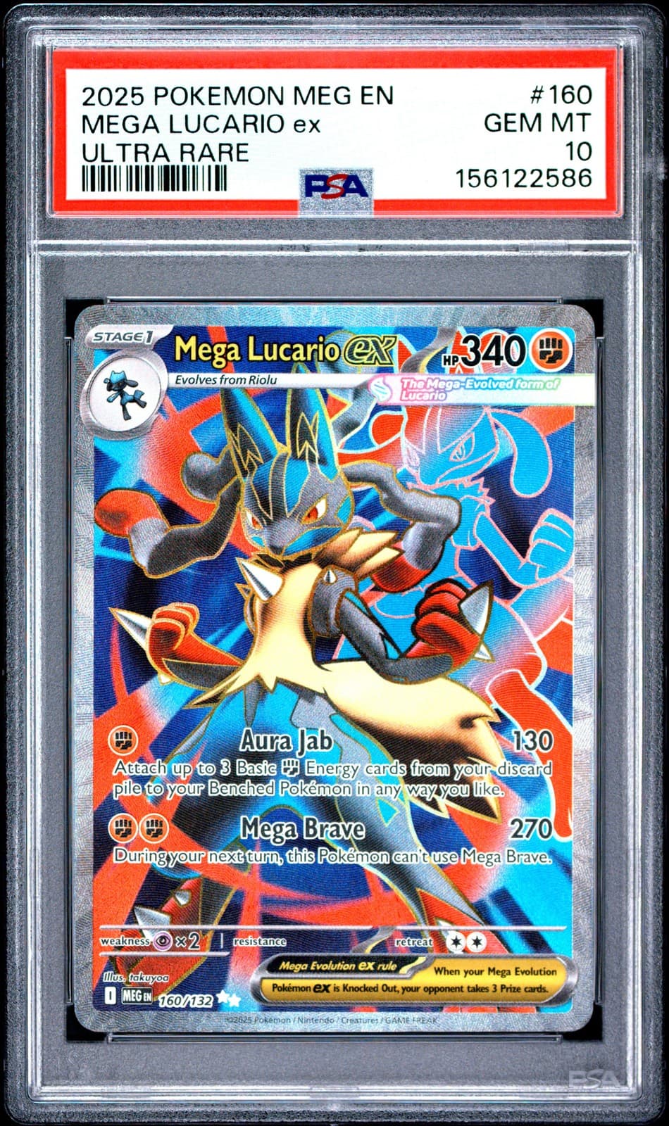 2025 POKEMON MEG EN-MEGA EVOLUTION ULTRA RARE #160 MEGA LUCARIO EX PSA 10