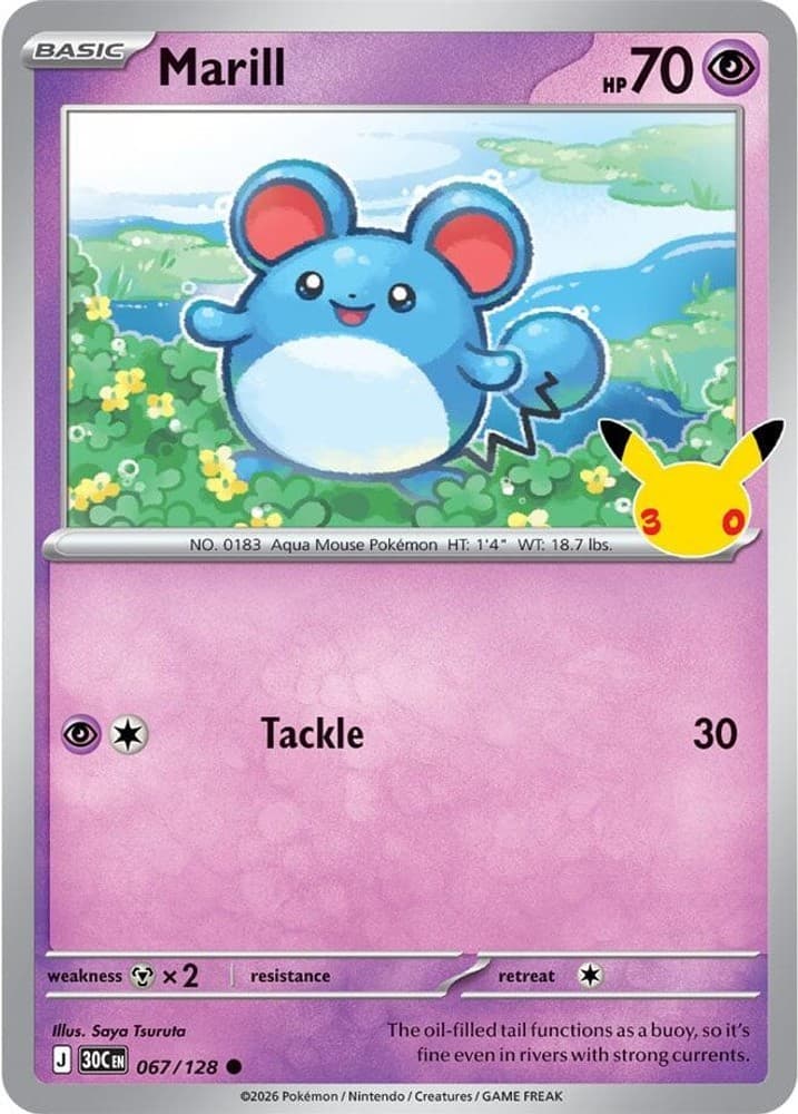 Marill-Pokemon-067/128-ME: 30th Celebration-Holofoil-Common-NM