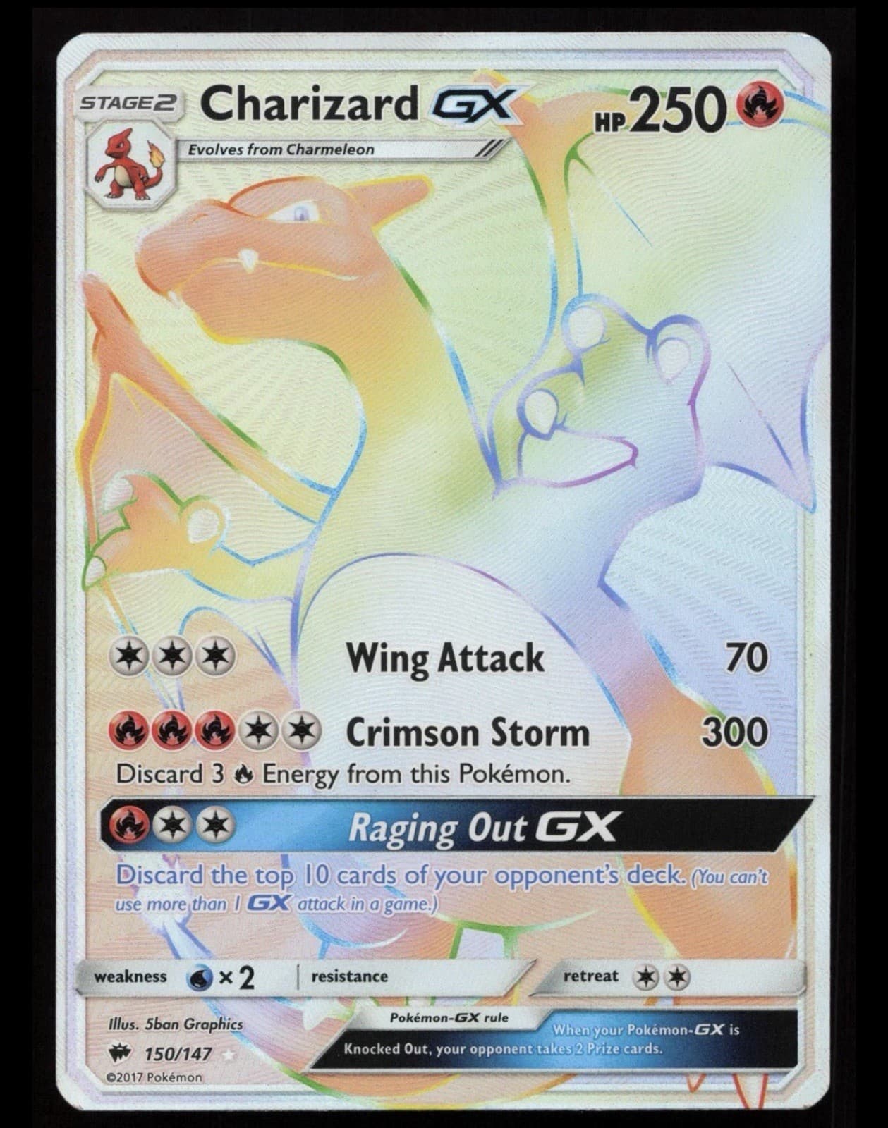Charizard GX 150/147 Holo Rainbow Rare Burning Shadows Pokemon English NM
