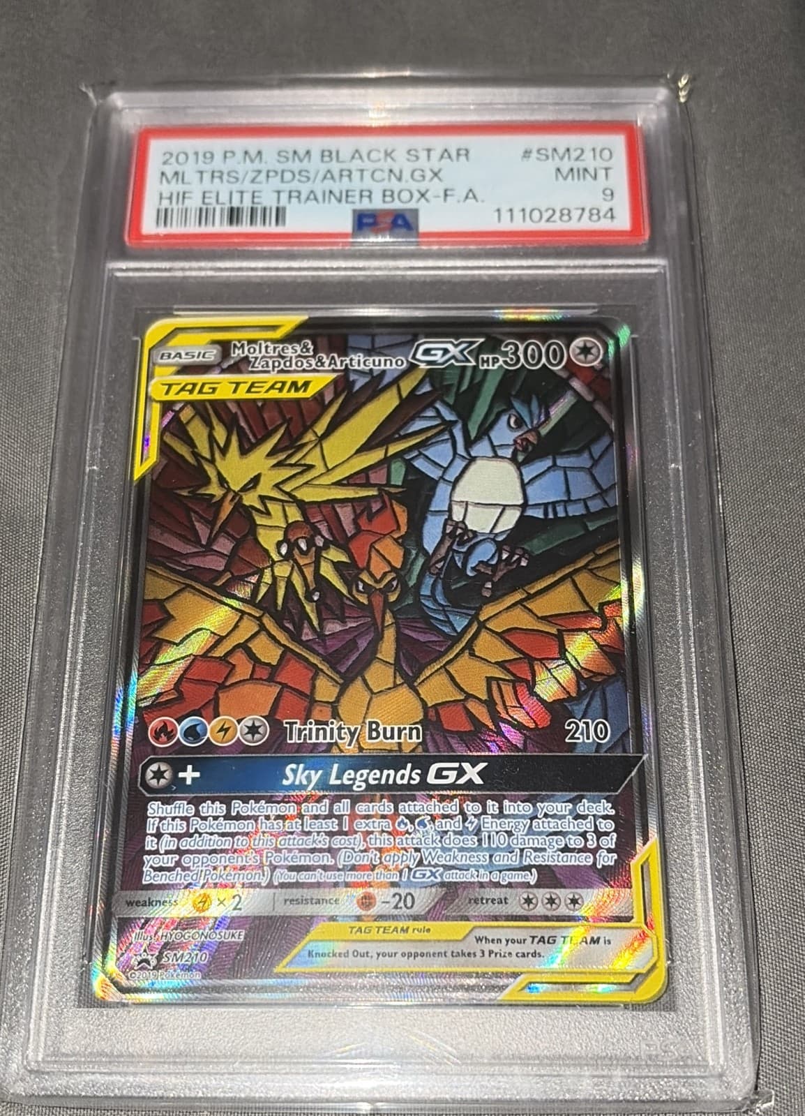 Moltres & Zapdos & Articuno GX SM210 Sm Holo PSA 9