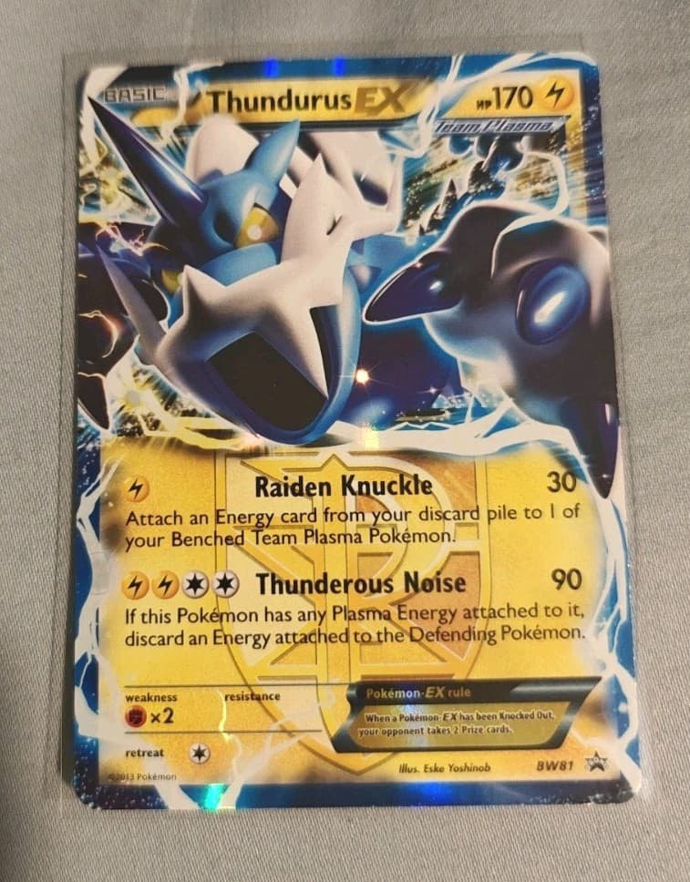 Pokemon TCG Thundurus EX BW81 Ultra Rare B&W Black Star Promo Card LP