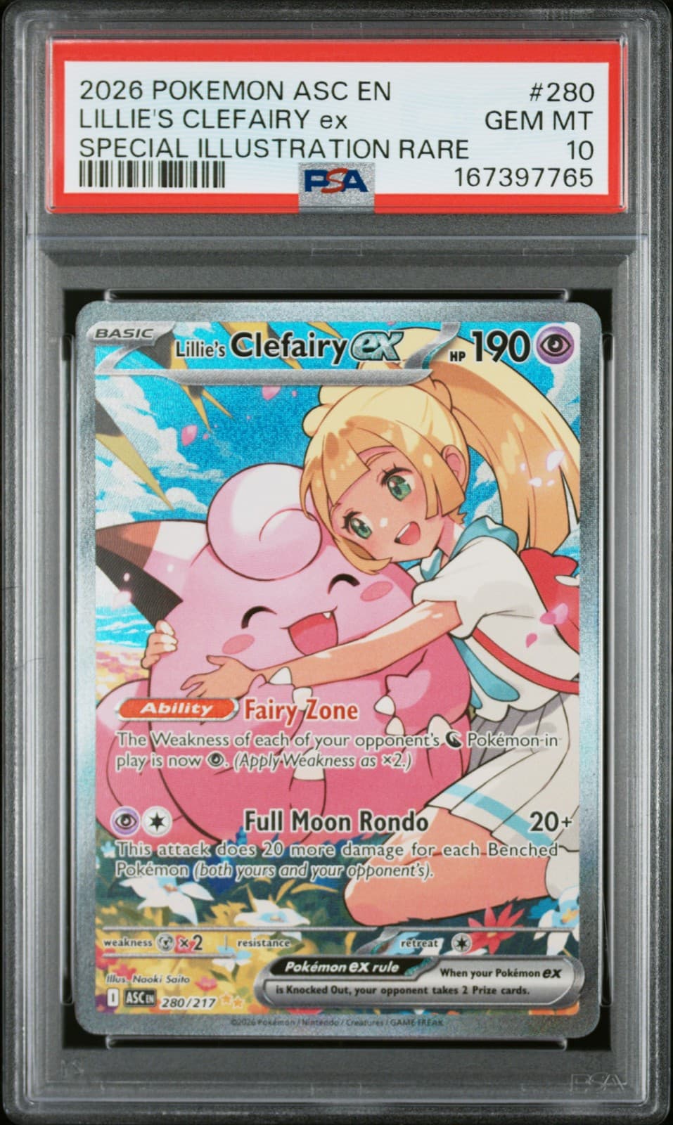 2026 POKEMON ASC EN-ASCENDED HEROES #280 LILLIE'S CLEFAIRY EX PSA 10