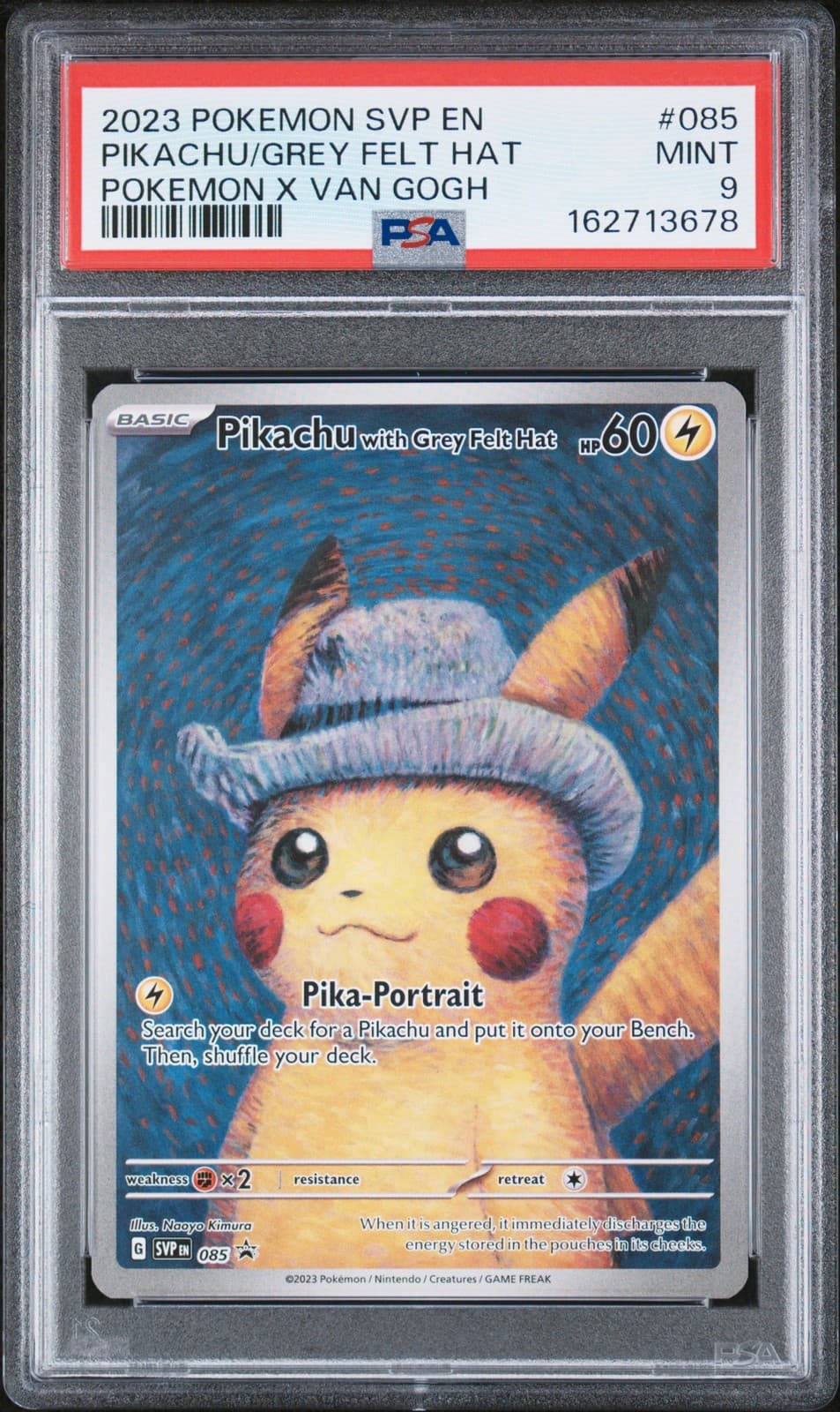 2023 POKEMON SVP EN-SV BLACK STAR PROMO #085 PIKACHU WITH GREY FELT HAT PSA 9