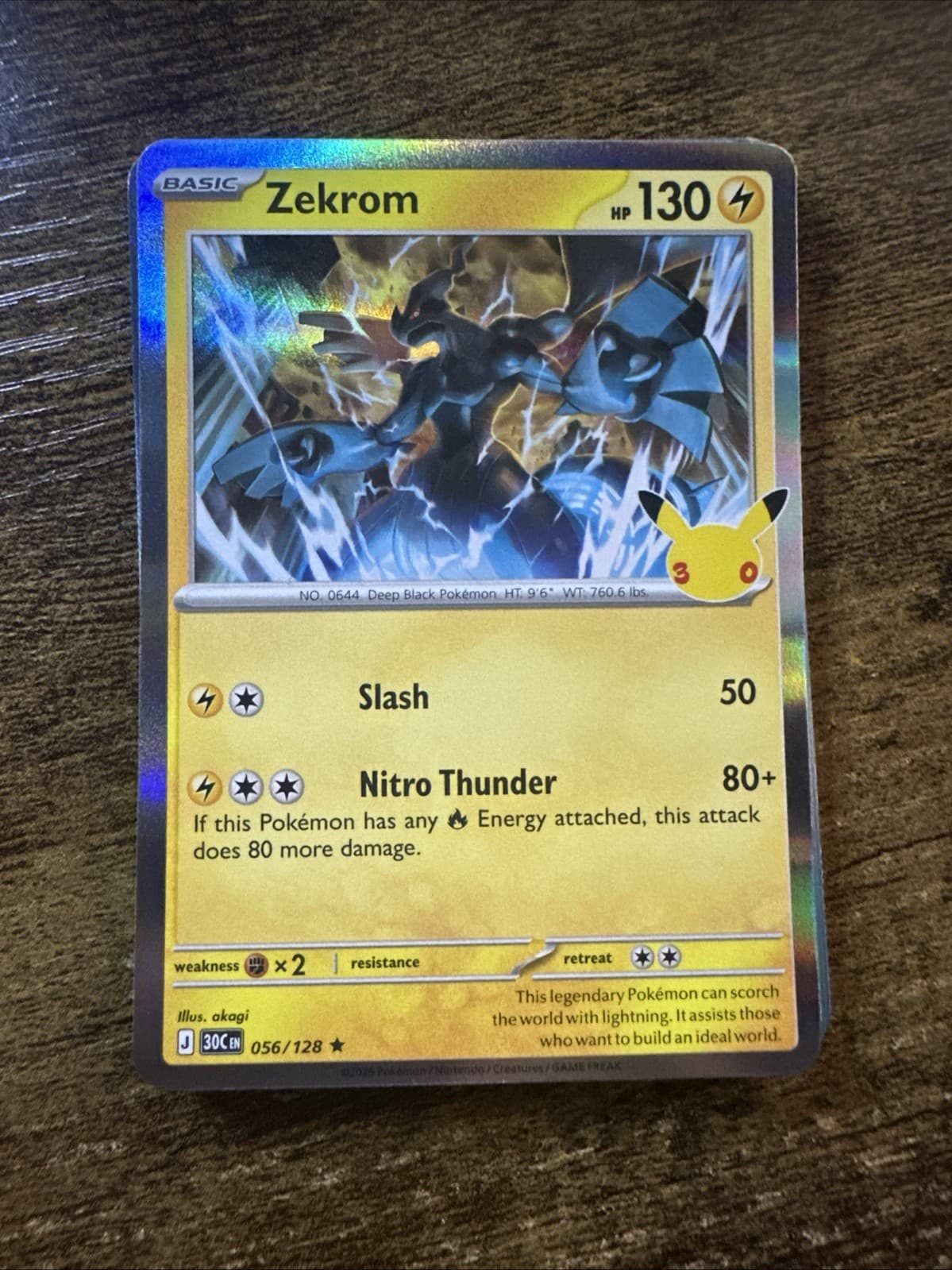 Zekrom 056/128, 30th Anniversary Celebration, Holo Rare, Pokemon TCG, NM