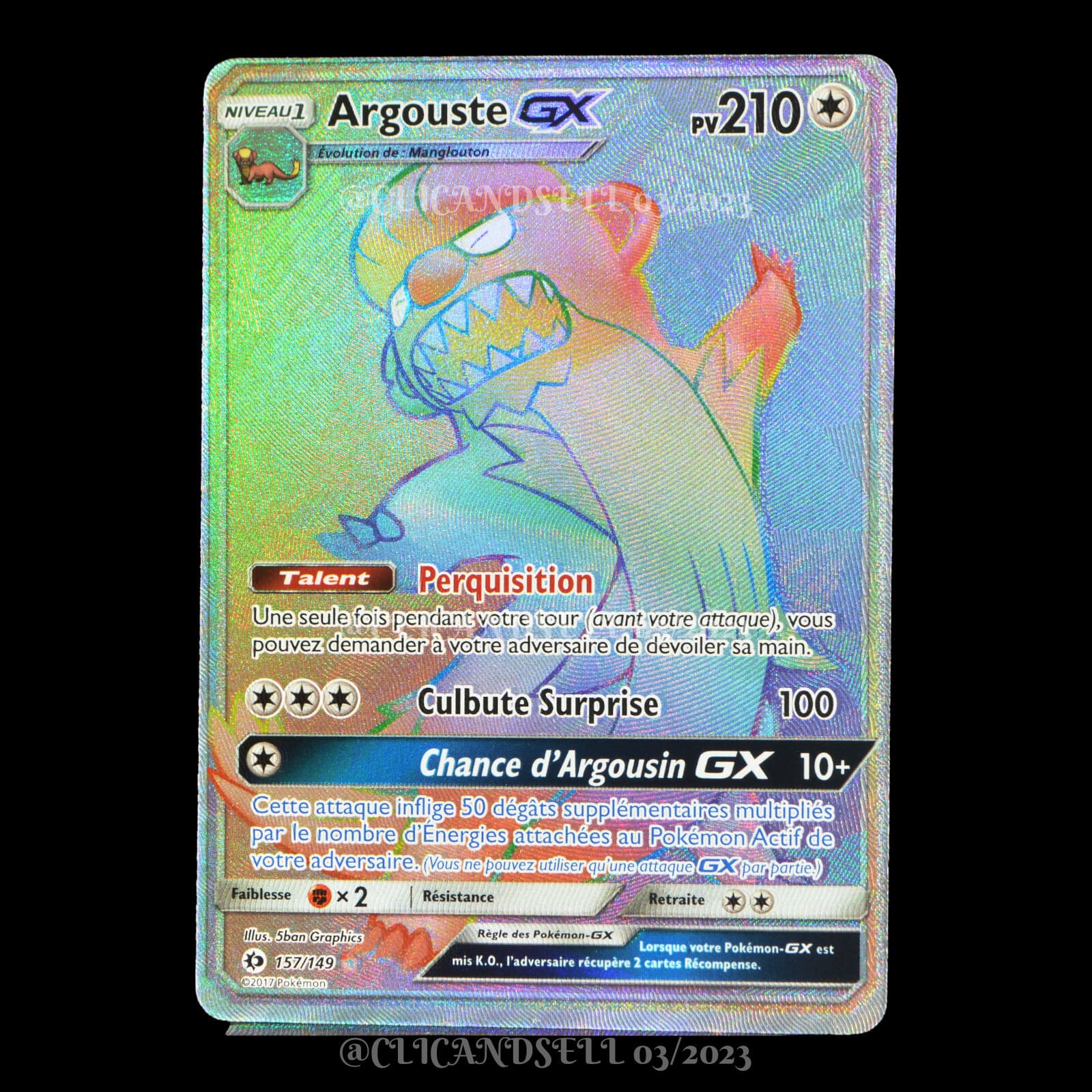 carte Pokémon Argouste GX 157/149 #2 SL01 - Soleil et Lune NEUF FR