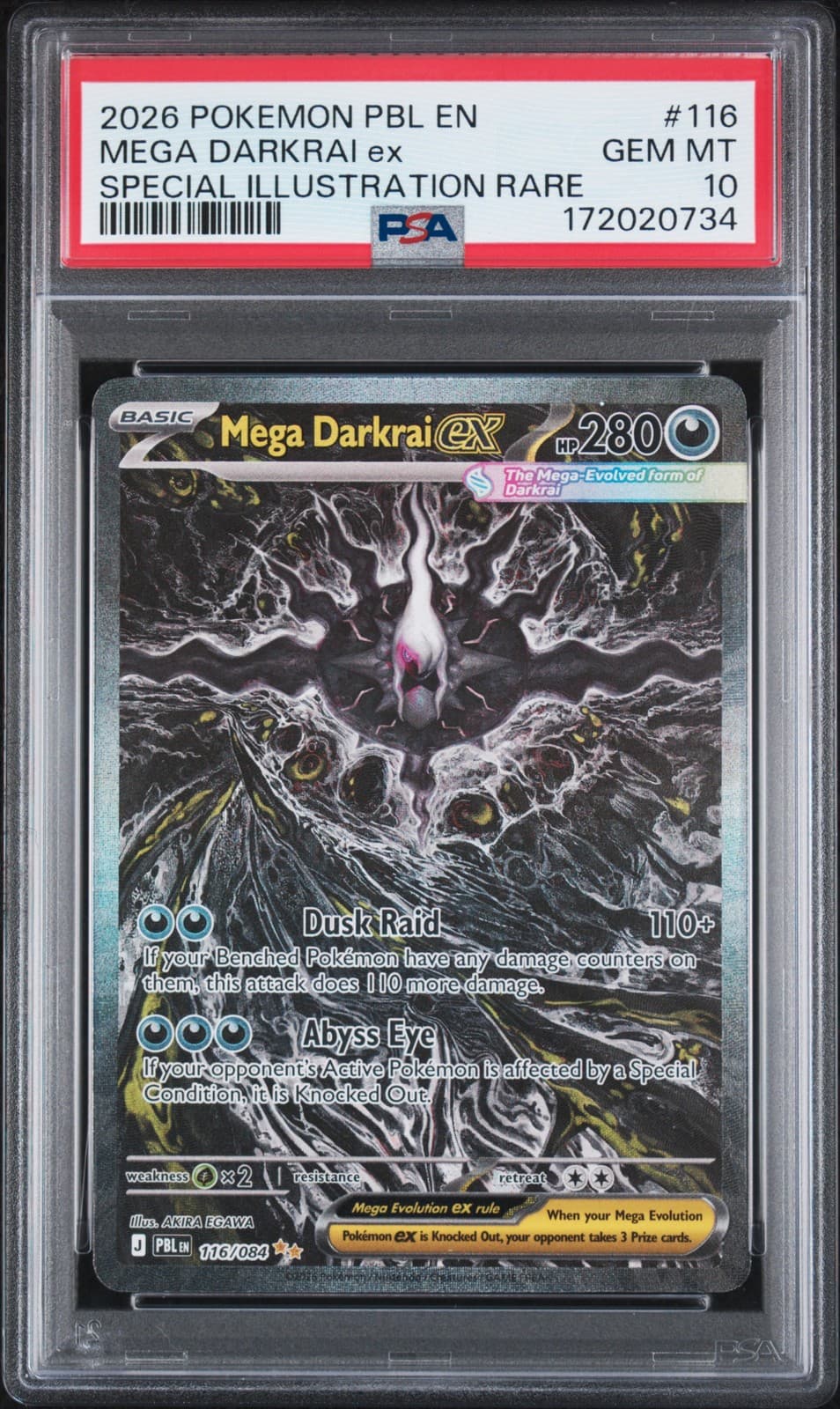 Mega Darkrai ex 116/084 SIR Pitch Black Pokemon TCG PSA 10